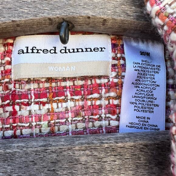Alfred Dunner Pink Red White Woven Tweed Blazer Jacket 22W - Picture 4 of 7